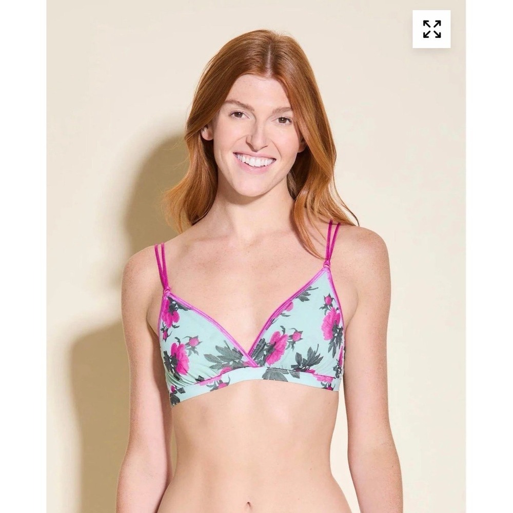 Cosabella Soire confidence bralette mint dahlia print hot pink trim medium